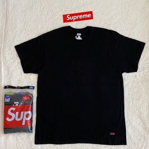 1 Men’s Supreme Tee, Black, Large, New & 1 Supreme Box Logo Sticker